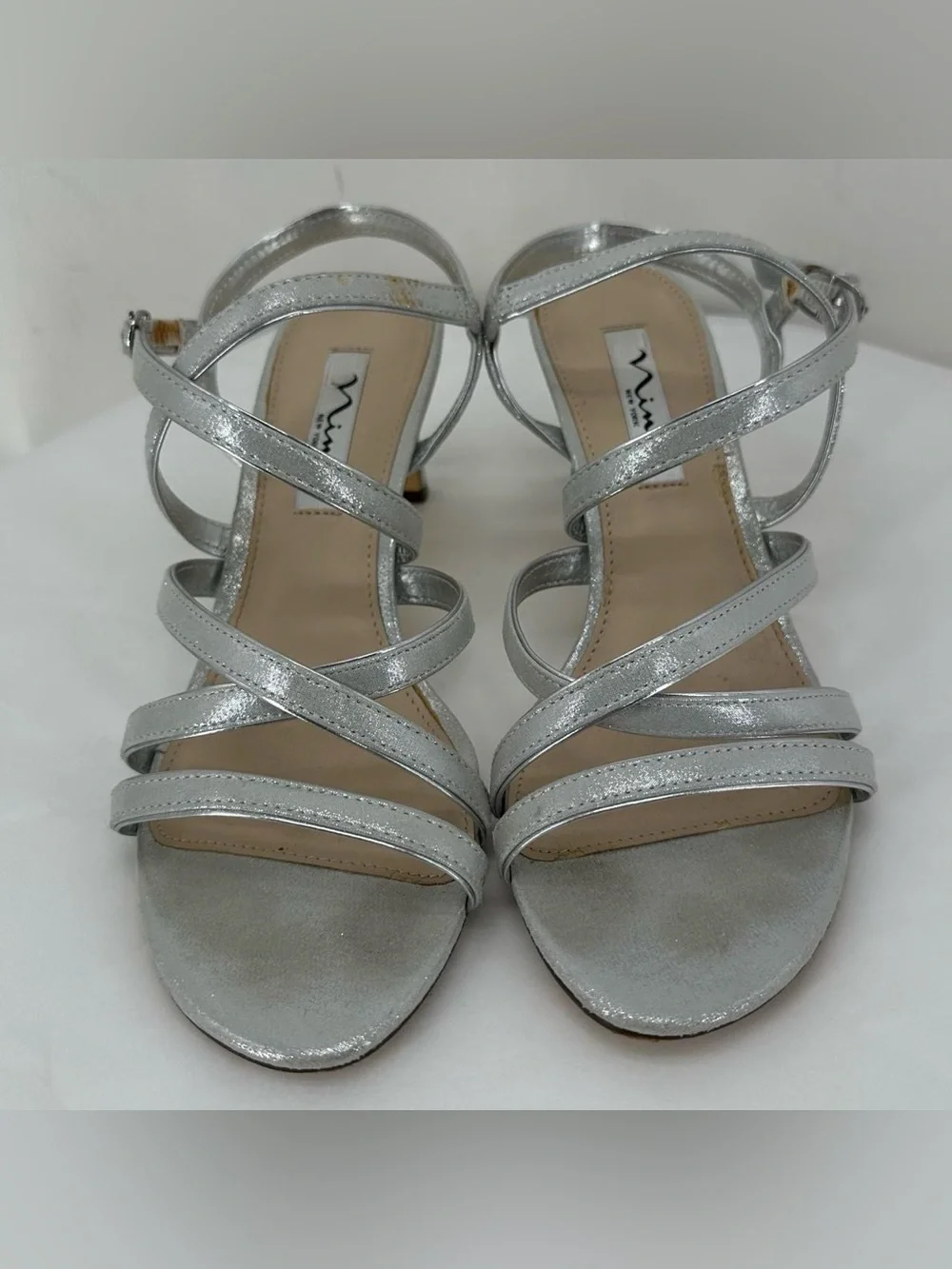 Nina sparkly silver strappy heels